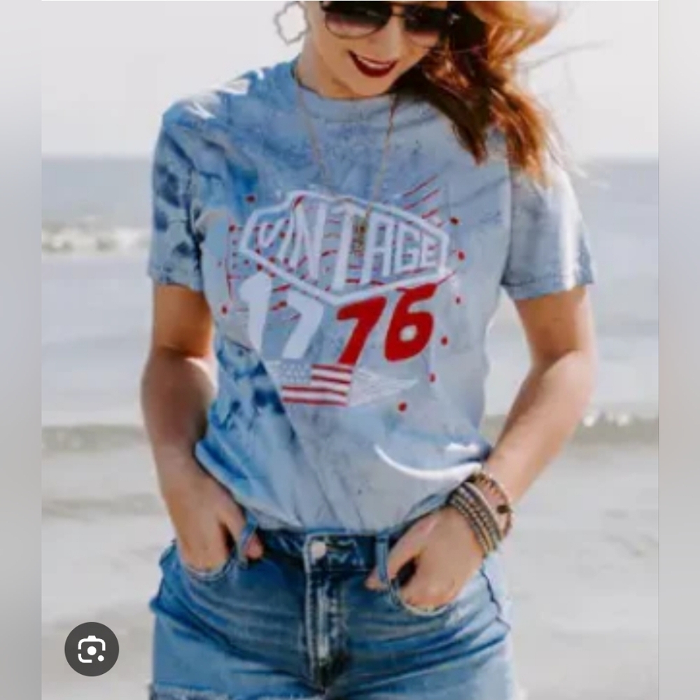 Southern Bliss Comfort Colors Blue Marble Vintage 1776 Graphic T-Shirt Sz 2XL